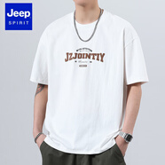 JEEP SPIRIT高個(gè)子加長(cháng)版短袖大碼男士寬松T恤休閑棉青少年t恤春季190半截袖 J2002白色加長(cháng) M