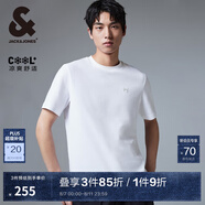 杰克·瓊斯（JACK&JONES）夏季圓領直筒舒適清爽簡約休閑潮法斗犬刺繡短袖T恤男裝224301064 A06 本白色 XS