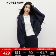 紅袖設(shè)計感小眾衛(wèi)衣外套2025秋季新款女裝刺繡蝙蝠袖連帽運動休閑上衣 藏青495 L
