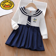 G.DUCKKIDS女童春秋連衣裙2025新款洋氣海軍風(fēng)小女孩公主裙兒童裝韓版長(cháng)袖裙 寶藍色 100 cm 建議身高90-100cm