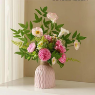 時(shí)鳥(niǎo)輕奢雛菊仿真花客廳餐桌桌面藝術(shù)擺件仿真綠植年輕人插花藝裝飾品 溫馨粉紫花束+粉色花瓶