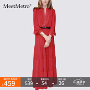 MeetMetro瑪依爾法式仙女連衣裙女2025春新款高端氣質(zhì)純欲風(fēng)裙子禮服長(zhǎng)裙 紅色 L