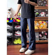 Shelley Jones藏藍色軟殼沖鋒褲子男夏季直筒機能美式斜切休閑褲速干彎刀工裝褲 藏青色 【吊打全網(wǎng)品質(zhì)】 L [推薦100-120斤]