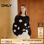 ONLY秋冬甜美百搭休閑波點(diǎn)圓領(lǐng)含羊毛針織衫女|124313032 E40 煤黑色 M (165) 84A