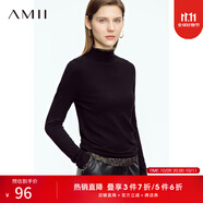 AMII女裝2025秋季簡潔通勤基礎(chǔ)款百搭半高領(lǐng)修身毛衣女顯瘦長 黑色 S