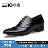 零度Zero皮鞋尖頭正裝鞋時(shí)尚男士正裝商務(wù)德比鞋新郎婚鞋伴郎鞋英倫風(fēng) 黑色 【亮面款-偏瘦一碼】 43 (265mm)