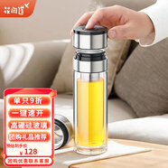 花間道玻璃杯男士雙層茶水分離杯車(chē)載水杯一鍵開(kāi)蓋耐高溫泡茶杯禮品茶杯 玻璃鋼色禮盒裝 300ml