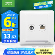 施耐德電氣 開(kāi)關(guān)插座面板 電視+五類電腦網(wǎng)絡(luò)網(wǎng)線信息面板 睿意系列 白色