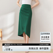 尚都比拉氣質(zhì)設(shè)計感半身裙女裝秋季開衩包臀裙顯瘦中長款裙子女 綠色 XL