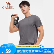 駱駝（CAMEL） 運動短袖T恤春夏情侶款寬松透氣休閑跑步健身運動上衣 6002，灰色，男 3XL