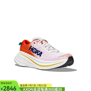 Hoka One One男鞋跑鞋邦代Bondi X緩沖減震長(zhǎng)距離公路跑鞋舒適運(yùn)動(dòng)鞋9514785 Blanc De Blanc/Flame 9