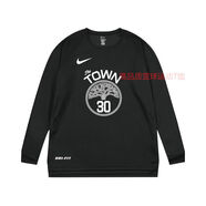 NBA VIBE美式投籃服長(zhǎng)袖運(yùn)動(dòng)訓(xùn)練服勇士庫(kù)里速干男T恤湖人熱身籃球服定制 庫(kù)里30號(hào)（城市黑）長(zhǎng)袖 M 碼（145-155）建議身高