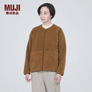 無印良品（MUJI）女式  長(zhǎng)毛抓絨 夾克 短款外套女  簡(jiǎn)約風(fēng) BB2NSA3A 深暗黃色 S(155/80A)