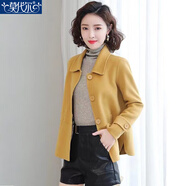 莫代爾時(shí)尚小香風(fēng)外套短款毛呢大衣女2025秋冬季新款寬松百搭氣質(zhì)上衣 黃色 M