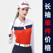 高爾夫服裝女T恤短袖韓國(guó)版女裝長(zhǎng)袖GOLF球衣服女士速干上衣夏裝 紅色長(zhǎng)袖 S