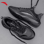安踏（ANTA）毒刺6跑步鞋男2025新款薄夏季透氣網(wǎng)面純黑鞋子男士青少年運動鞋 碳灰/黑【毒刺2-網(wǎng)面透氣】 41