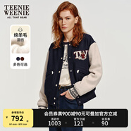 Teenie Weenie小熊女裝色美式高街復(fù)古潮酷棒球服短外套毛呢大衣 藏青色 XS