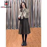 AEMAPE小香風(fēng)毛呢外套半身裙兩件套裝女秋冬新款寬松顯瘦減齡一整套穿搭 外套+裙子【又a又颯套裝氛圍感/ S 【建議80斤以下】