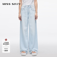 MISS SIXTY【安心品質(zhì)】2025春季新款牛仔褲女闊腿褲百搭街頭風(fēng)休閑 晴山藍-含天絲 24