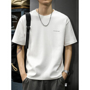 森馬（Semir）夏季美式重磅t恤男2025新款ins潮流休閑落肩半袖上衣純色體恤 91098白色  常規(guī) S 體重110-120斤