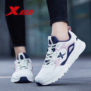 特步 XTEP女鞋運動鞋子女網(wǎng)面透氣跑步鞋厚底增高老爹鞋學生減震跑鞋休閑鞋 米紫-皮面 37