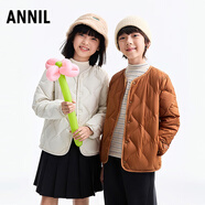 安奈兒童裝男女童輕盈保暖短款羽絨服2025冬新款 云米杏 150cm