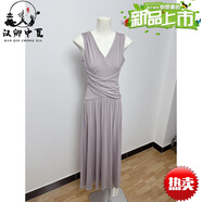漢卿中夏仲夏之約不動(dòng)生色的美法式收腰顯瘦氣質(zhì)無袖連衣長裙A383 淺紫色 M