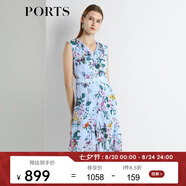 PORTS寶姿 新品 女裝V領不規(guī)則印花連衣裙LN8D268HPS065 天藍色印花 XS (2)