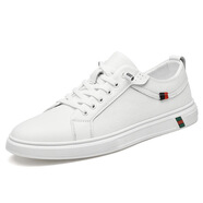 For WEll新款男士真皮網(wǎng)布透氣一腳蹬平底休閑鞋大碼潮流 白色 38