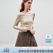 范思藍(lán)恩23FS14263毛呢格子半身裙女秋冬不規(guī)則a字高腰百褶短裙 咖色格 XS