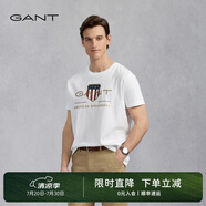 GANT/甘特【100%棉】男女情侶款學院風美式休閑圓領短袖重磅T恤 110白色 2XL