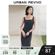 UR夏季新款女裝時(shí)尚簡約褶皺開衩無袖U領(lǐng)連衣裙UWG740077 冷灰 L