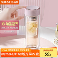 蘇泊爾（SUPOR）玻璃杯雙層男女士家用辦公商務(wù)送禮泡茶水杯車(chē)載便攜茶杯子 230ML-紫粉