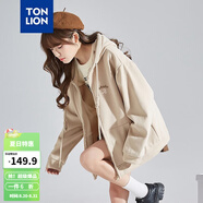唐獅衛(wèi)衣外套女春裝秋冬季新款針織開衫寬松上衣女 無絨款/淺卡其 S