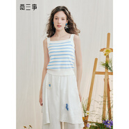 兩三事薄荷千層  2025夏季新款海軍風(fēng)條紋吊帶針織衫女 藍白色 S