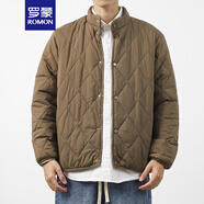 羅蒙（ROMON）日系復(fù)古菱形格外套男冬棉服2024新款立領(lǐng)棉襖輕薄保暖棉衣男 椰樹(shù)棕 L 125-135斤