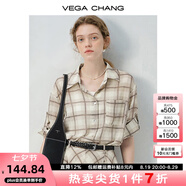 VEGA CHANG襯衫連衣裙女2025新款夏氣質(zhì)度假格子設(shè)計(jì)感小個(gè)子短裙 棕格紋（襯衫） L