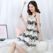 班菲詩(shī)睡裙女夏季吊帶裙棉質(zhì)綢薄款學(xué)生可愛(ài)綿綢大碼連衣裙子家居服睡衣 03吊帶時(shí)尚聚會(huì ) 均碼