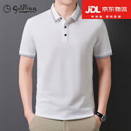 金利來(lái)（GOLDLION）3D浮雕領(lǐng)短袖T恤男時(shí)尚翻領(lǐng)半袖體恤含桑蠶絲亞麻親膚透氣polo衫 白色 M 48 100-120斤