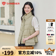 坦博爾羽絨服馬甲女立領(lǐng)寬松外搭短款羽絨背心外套TD236006 奶茶棕 160