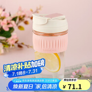 樂扣樂扣（LOCK&LOCK）咖啡杯耐熱玻璃水杯子男女學(xué)生便攜式雙飲吸管杯隨手杯500ML粉色