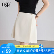 歐莎（OSA）休閑短褲女夏季高腰a字褲裙小個(gè)子通勤百搭顯瘦女褲 米白色 XS