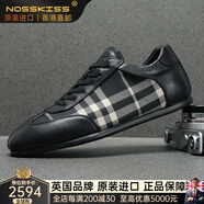 NOSSKISS奢侈高檔品牌男鞋2025夏季新款真皮拼布透氣德訓休閑鞋平底軟底鞋 黑色 40 =皮鞋40碼  運動(dòng)鞋41碼