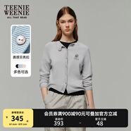 Teenie Weenie小熊針織開衫2025年春夏新款學院風高智感圓領毛衣外套女空調(diào)衫 中灰色 XL