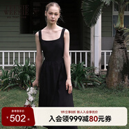 Teenie Weenie小熊女2025年夏季新款優(yōu)雅氣質(zhì)赫本風(fēng)無(wú)袖白色連衣裙長(cháng)裙女