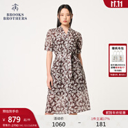 布克兄弟（BrooksBrothers）女士春夏桑蠶絲V領(lǐng)修身連衣裙 B245-棕色印花 S 4