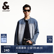 杰克·瓊斯（JACK&JONES）25年男裝小立領(lǐng)水洗寬松牛仔外套男春100%純棉休閑潮流牛仔夾克 中牛仔藍E42 3XL