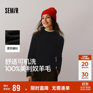 森馬（Semir）森馬美利奴純色羊毛衫女24冬新款半高領(lǐng)打底衫可機(jī)洗109724107001