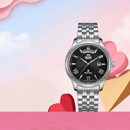 ORIENT 東方雙獅男士手表日本全自動(dòng)機械表時(shí)尚商務(wù)男表原裝進(jìn)口日韓表 機械男表【雙日歷顯示】黑盤(pán)鋼帶