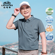 老爺車(chē)（LAOYECHE）父親節禮物實(shí)用送爸爸涼感冰絲短袖t恤男夏季polo衫中年男士衣服 YT242200604T灰綠色 M (170) 【推薦體重115-130斤】